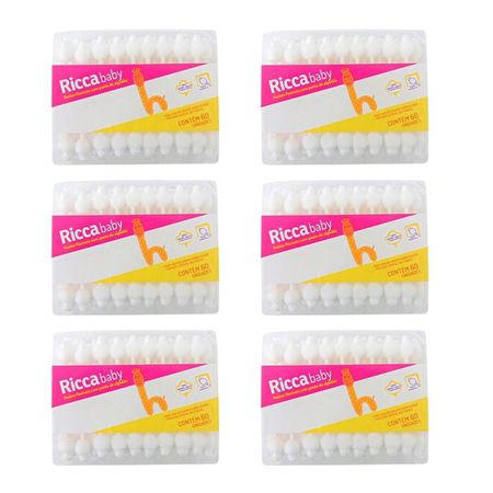 Kit-Hastes-Flexíveis-Ricca-Baby-Com-Ponta-de-Algodão--com-6-Unidades--1
