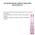 Kit Escova Dental Compact Macia Kess Belliz Rosa com 2 Escovas