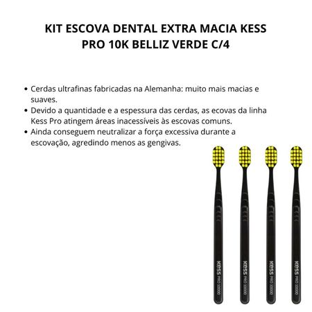Kit-Escova-Dental-Extra-Macia-Kess-Pro-10k-Belliz-Verde-com-4-Unidades--2
