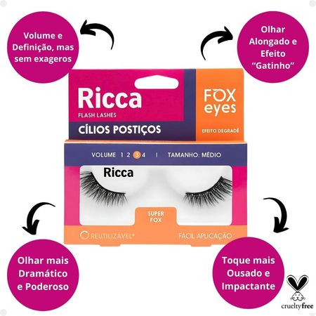Cílios-Postiços-Ricca-Belliz-Fox-Eyes-Super-Fox-Vol:3-Médio--2