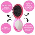 Escova Dobrável Ricca Com Espelho Cores Sortidas Rosa