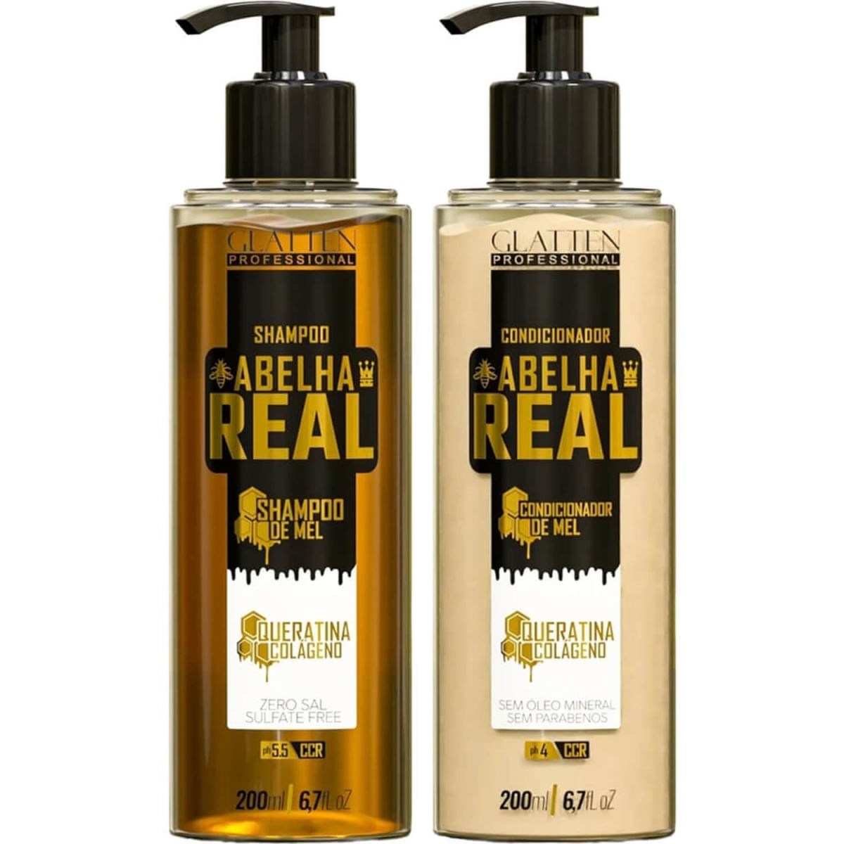 Glatten Abelha Real - Kit de Mel Queratina e Colágeno Duo (2 Produtos)