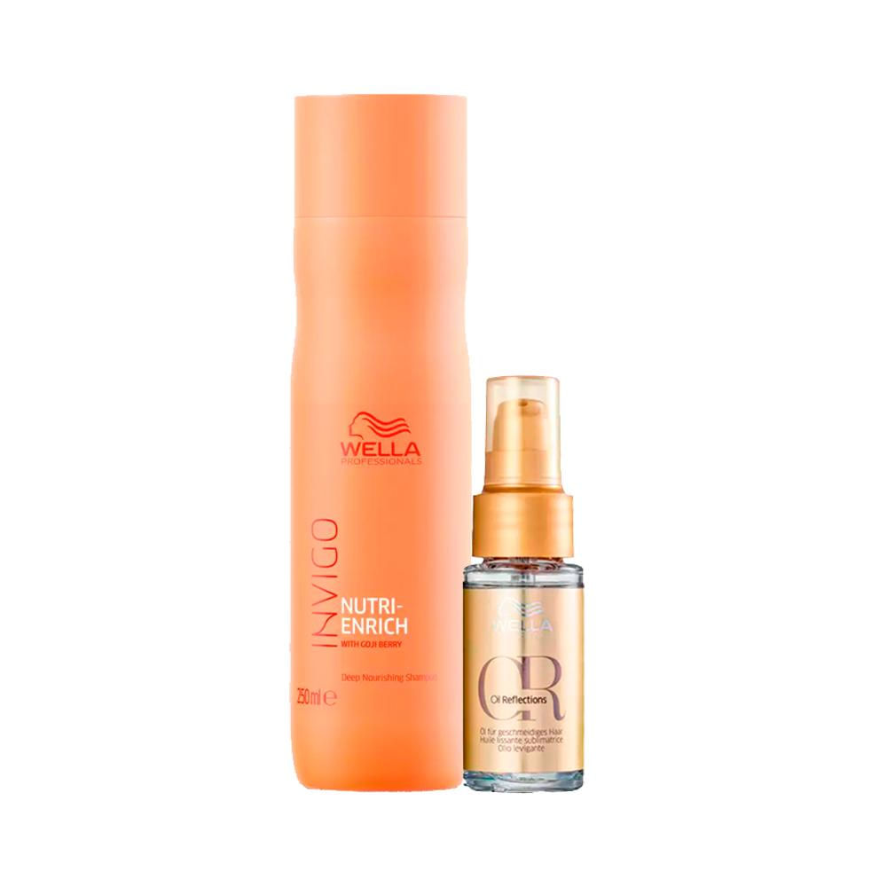 Kit Wella Nutri Enrich Shampoo 250ml e Oil Reflections 30ml