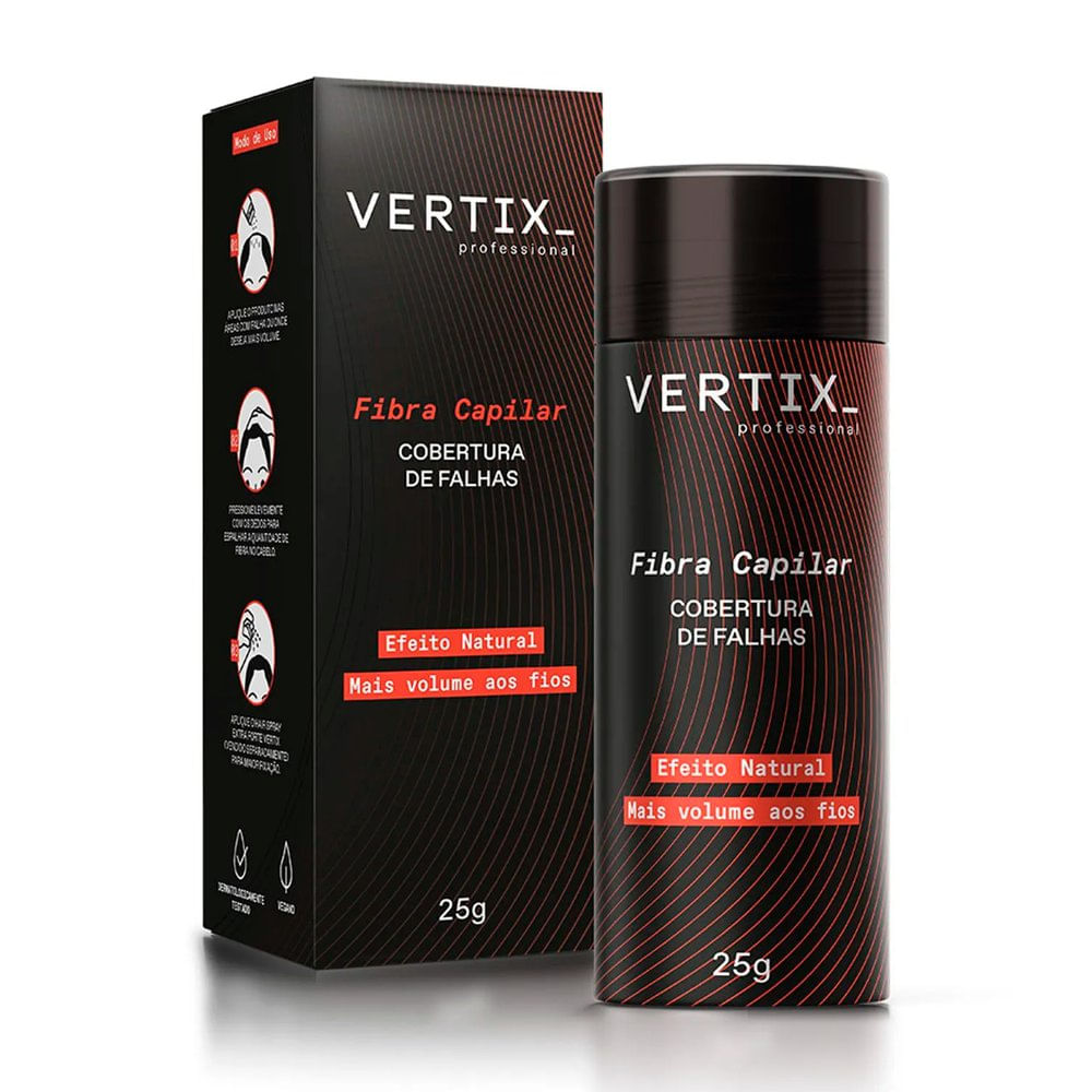 Fibra Capilar Vertix para Cabelos Castanho Escuro 25g