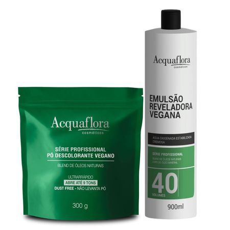 Kit-Pó-Descolorante-+-Emulsão-Reveladora-Vegana-Acquaflora-40-Volumes-900ml--1