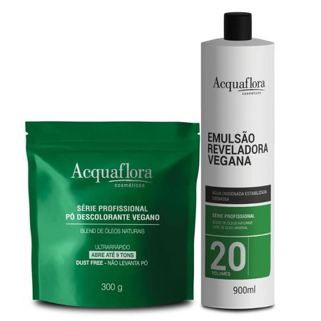 Kit-Pó-Descolorante-+-Emulsão-Reveladora-Vegana-Acquaflora-20-Volumes-900ml--1