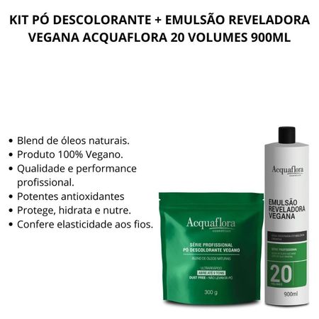 Kit-Pó-Descolorante-+-Emulsão-Reveladora-Vegana-Acquaflora-20-Volumes-900ml--2