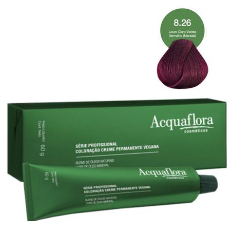 Coloração-Creme-Acquaflora-Vegana-8.26-Louro-Claro-Violeta-Vermelho-(marsala)--60g--2