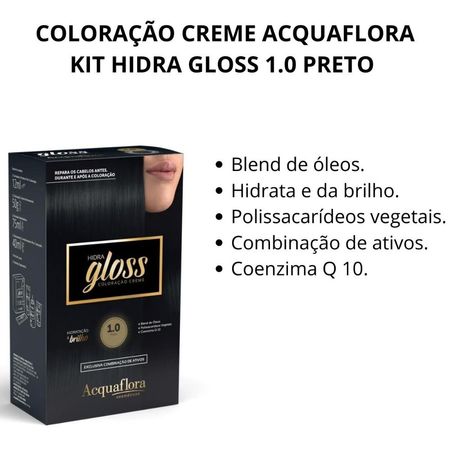 Coloração-Creme-Acquaflora-Kit-Hidra-Gloss-1.0-Preto--2