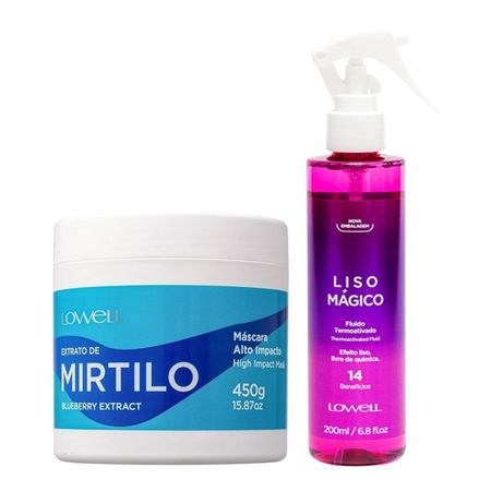 Kit-Lowell-Extrato-de-Mirtilo-Máscara-450g-+-Liso--Mágico-Fluido-Termoativado-200ml--1