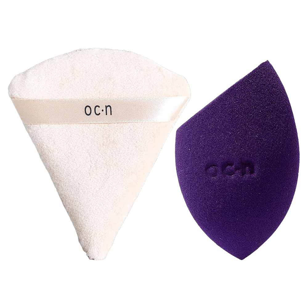 Océane Kit - Esponja Powder Puff + Esponja Flat Blend Roxa
