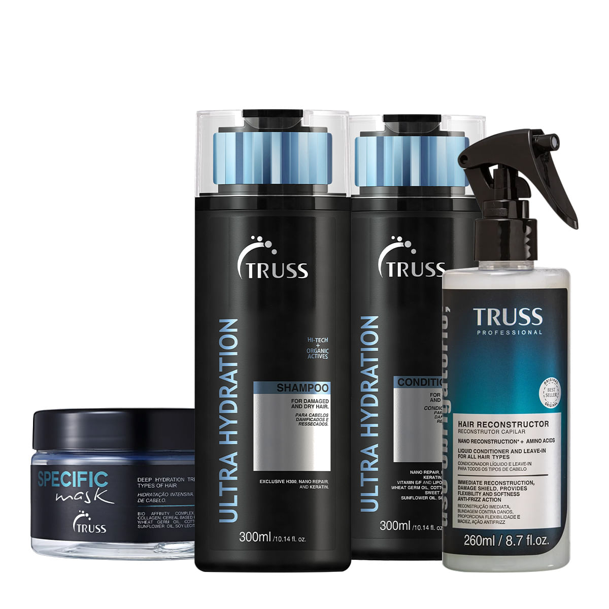Kit Truss Ultra Hydration Specific Obrigatório Home Care Reconstrutor (4 produtos)