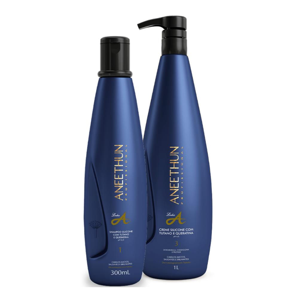 Kit Aneethun Linha A Shampoo 300ml, Creme de Silicone 1L