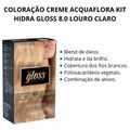 Coloração Creme Acquaflora Kit Hidra Gloss 8.0 Louro Claro