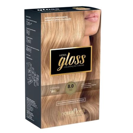 Coloração-Creme-Acquaflora-Kit-Hidra-Gloss-8.0-Louro-Claro--1