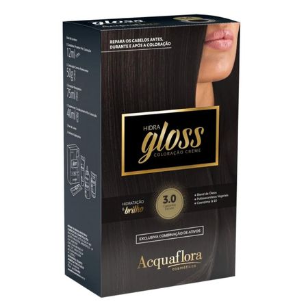 Coloração-Creme-Acquaflora-Kit-Hidra-Gloss-3.0-Castanho-Escuro--1