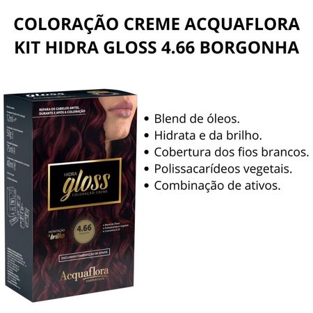 Coloração-Creme-Acquaflora-Kit-Hidra-Gloss-4.66-Borgonha--2