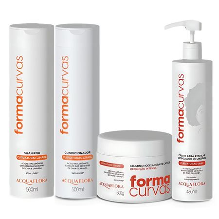 Kit-Acquaflora-Forma-Curvas:-Shampoo,-Condicionador,-Tratamento-e-Creme-Modelador-Crespos--1
