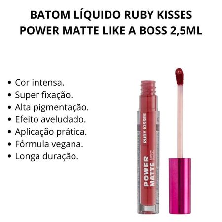 Batom-Líquido-Ruby-Kisses-Power-Matte-Like-A-Boss-2,5ml--3