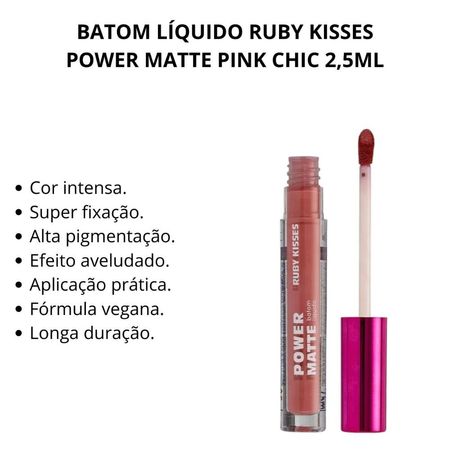Batom-Líquido-Ruby-Kisses-Power-Matte-Pink-Chic-2,5ml--3