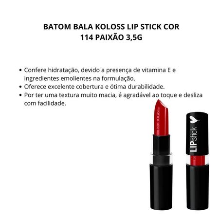 Batom-Bala-Koloss-Lip-Stick-Cor-114-Paixão-3,5g--3