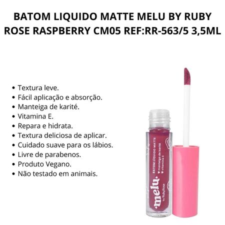 Batom-Liquido-Matte-Melu-By-Ruby-Rose-Raspberry-Cm05-3,5ml--2