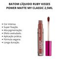 Batom Líquido Ruby Kisses Power Matte My Classic 2,5ml