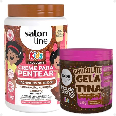 Kit-Salon-Line-Kids:-1-Creme-para-Pentear-e-1-Gelatina-Super-Brilhante-Chocolate--1
