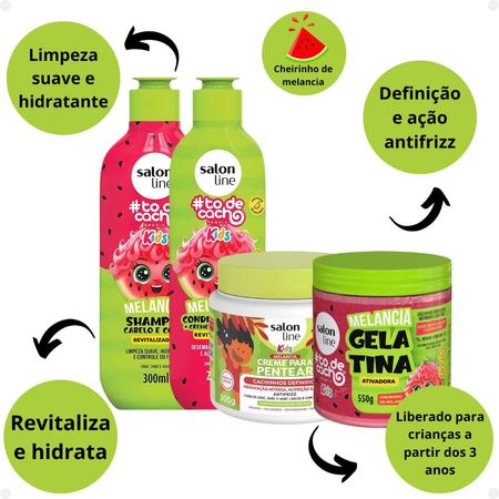 Kit-Salon-Line-Kids:-Shampoo-+-Condicionador-+-Creme-para-Pentear-+-Gelatina-Melancia--2