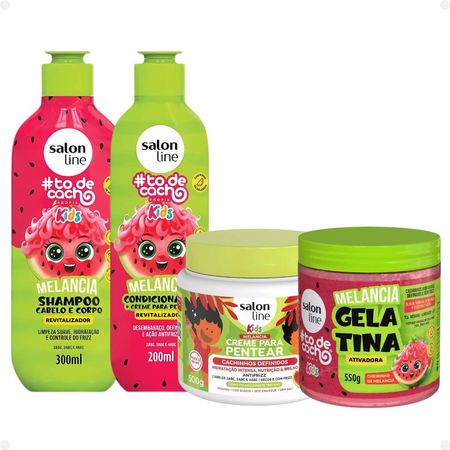 Kit-Salon-Line-Kids:-Shampoo-+-Condicionador-+-Creme-para-Pentear-+-Gelatina-Melancia--1