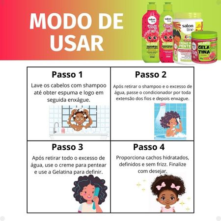 Kit-Salon-Line-Kids:-Shampoo-+-Condicionador-+-Creme-para-Pentear-+-Gelatina-Melancia--5