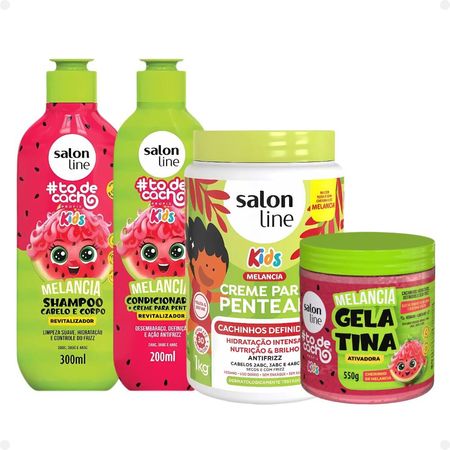 Kit-Salon-Line-Kids:-Shampoo-+-Condicionador-+-Creme-para-Pentear-+-Gelatina-Melancia--1