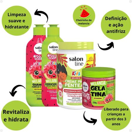 Kit-Salon-Line-Kids:-Shampoo-+-Condicionador-+-Creme-para-Pentear-+-Gelatina-Melancia--7