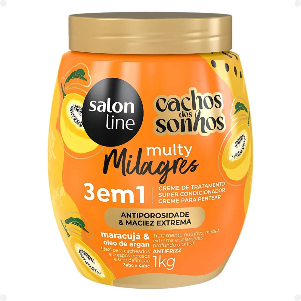 Creme de Tratamento 3 em 1 Salon Line Multy Milagres Cachos dos Sonhos Maracujá e Óleo de Argan 1Kg