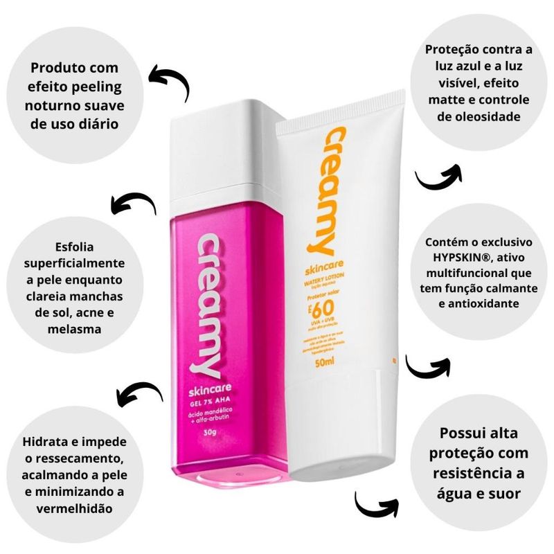 Gel Clareador Antiacne + Protetor Solar Fps 60 Creamy Skincare