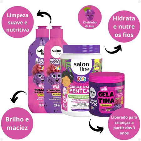 Kit-Salon-Line-Kids:-Shampoo-e-Condicionador-+-Creme-para-Pentear-+-Gelatina-Modeladora-Uva--2