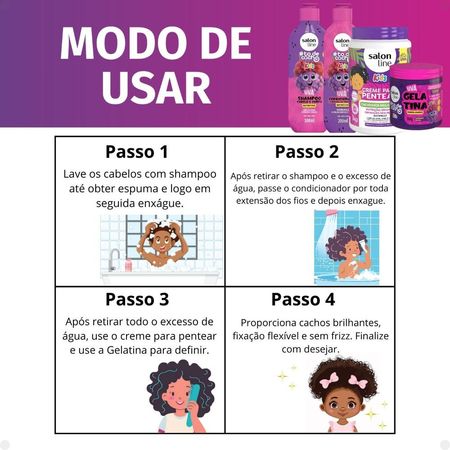 Kit-Salon-Line-Kids:-Shampoo-e-Condicionador-+-Creme-para-Pentear-+-Gelatina-Modeladora-Uva--6