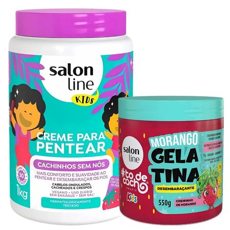 Kit-Salon-Line-Kids:-1-Creme-para-Pentear-e-1-Gelatina-Desembaraçante-Morango--1
