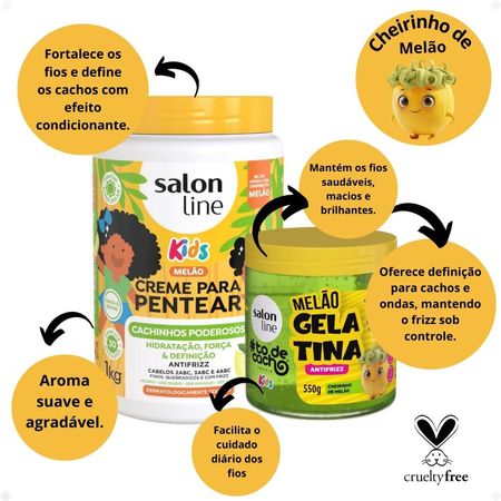 Kit-Salon-Line-Kids:-1-Creme-para-Pentear-e-1-Gelatina-Antifrizz-Melão--2