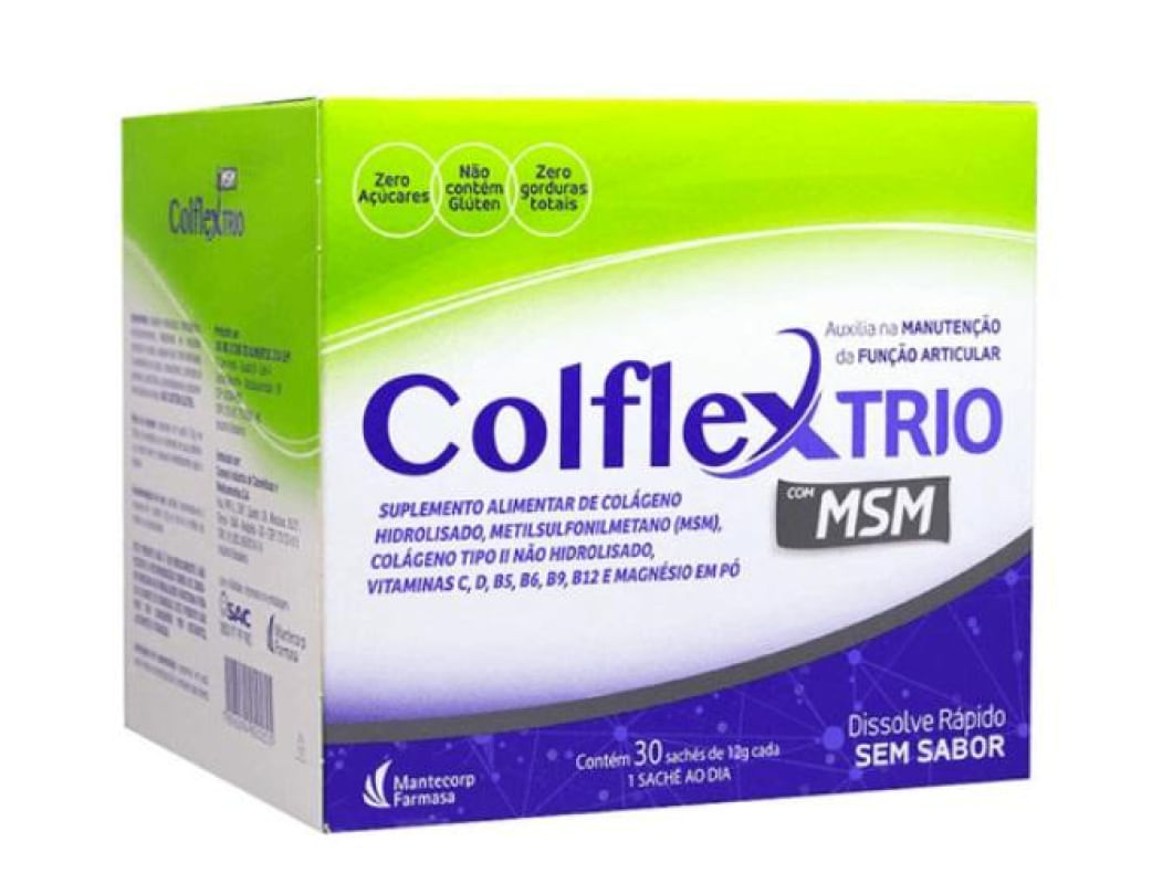 Colflex Trio Suplemento Alimentar de Colágeno 30 sachês