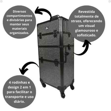 Maleta-Carrinho-2-em-1-Klass-Vough-2-Andares-4-Rodinhas-com-Strass-DB-913T-BL--3