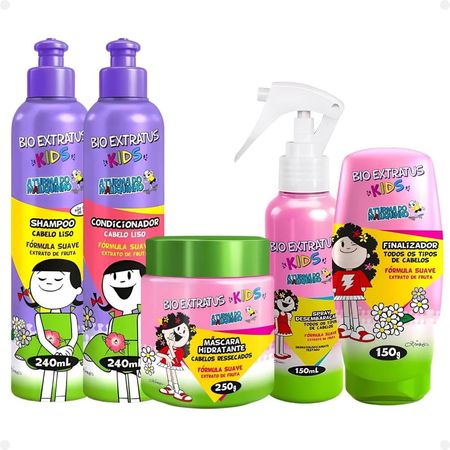 Kit-Bio-Extratus-Kids-A-Turma-do-Maluquinho-Lisos:-Shampoo-+-Condicionador-+-Máscara-+-Spray-+-Finalizador--1
