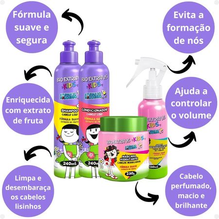 Kit-Bio-Extratus-Kids-A-Turma-do-Maluquinho-Lisos:-Shampoo-+-Condicionador-+-Máscara-+-Spray--2
