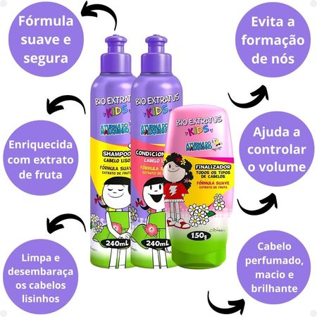 Kit-Bio-Extratus-Kids-A-Turma-do-Maluquinho-Lisos:-Shampoo-+-Condicionador-+-Finalizador--2