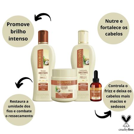 Kit-Bio-Extratus-Umectante-Óleo-de-Coco---Shampoo-250ml-+-Condicionador-250ml-+-Banho-de-Creme-250g-+-Óleo-de-Coco-40ml--2