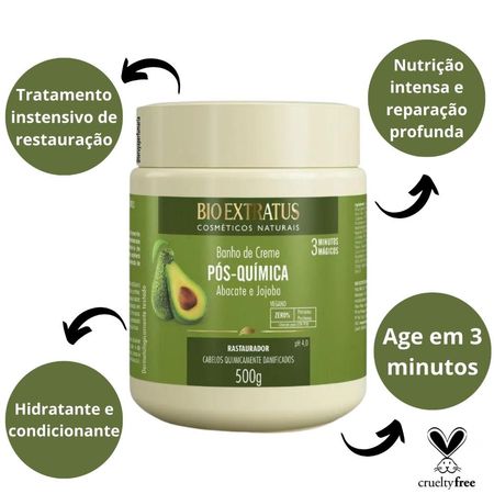 Banho-de-Creme-Bio-Extratus-Pós-Quimica-Abacate-e-Jojoba-500g--2