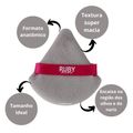Esponja Puff Para Pó Ruby Kisses Triangular Cinza e Rosa