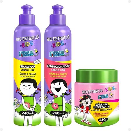 Kit-Bio-Extratus-Kids-A-Turma-do-Maluquinho-Lisos:-Shampoo,-Condicionador-e-Máscara--1