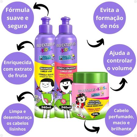Kit-Bio-Extratus-Kids-A-Turma-do-Maluquinho-Lisos:-Shampoo,-Condicionador-e-Máscara--2
