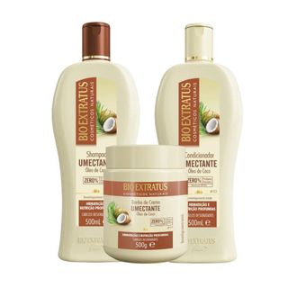 Kit Bio Extratus Umectante Óleo de Coco: Shampoo 500ml, Condicionador 500ml e Banho de Creme 500g
